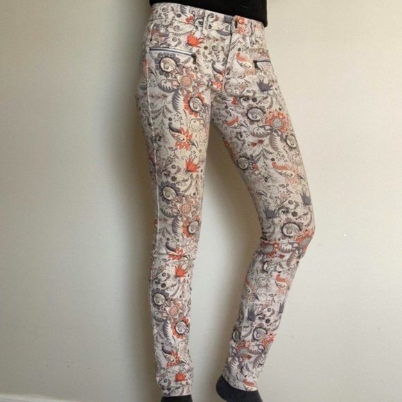 Club Monaco bohemian plaid print jeans 98% cotton  size  00 (XS) - Picture 1 of 8